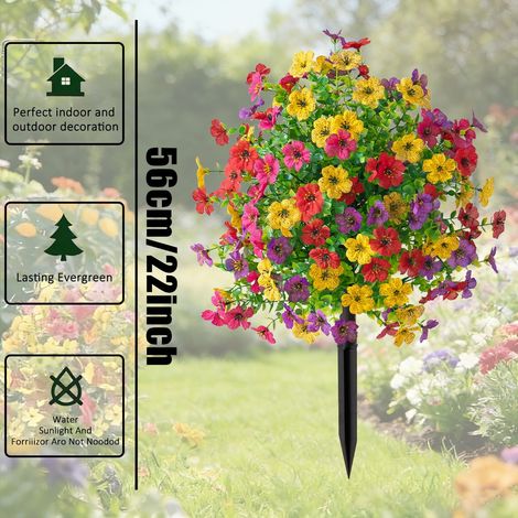 Plantes en pot avec piquets de sol, fausses feuilles d'eucalyptus violettes, arbustes artificiels, arbres à feuilles persistantes, 2 pièces (1/5)