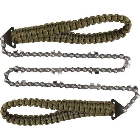 Tronçonneuse Pliante, Scie à Chaîne de Poche avec poignée en Paracord Scie à Main chaîne Pliante Équipement de Survie en Plein Air (1/3)