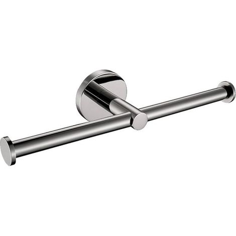 Double Door Paper Toilet Chrome-plated Support Roller Paper Hygienic Fastening Wall-mounted Dispenser Paper WC Silver Modern 2 in 1 in stainless steel for bathroom (1/5)
