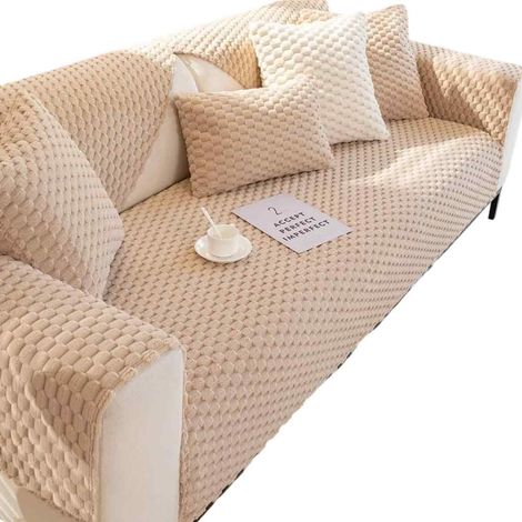 1 Housse de canapé en velours nid d'abeille, antidérapante, lavable, protection animaux, salon (1/5)