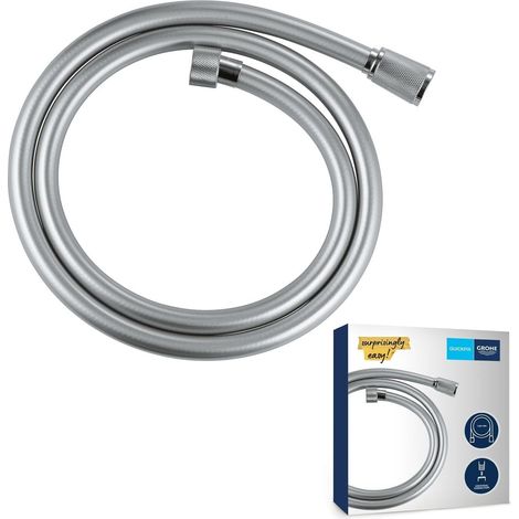 Flexible tuyau de douche salle de bains VitalioFlex Silver, tuyau de douche 1250mm, anti-pliures, finition brillante, raccord fileté universel 1/2", chromé, 22112000 (Import Allemagne) (1/5)