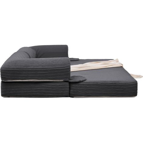 Sofá cama biplaza de tejido de canalé gris MODENUIT (1/5)