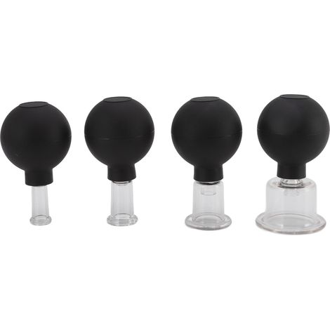 4 Pièces Ventouses en Verre avec Balle en Silicone Noir pour Massage Facial et Succion (1/5)