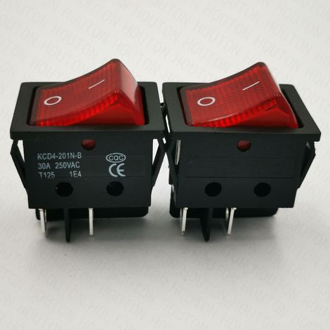 Interruptor basculante de encendido/apagado de 4 terminales, luz roja (1/4)