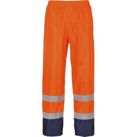 Pantaloni Alta Visibilita Impermeabili Anti Pioggia Arancio-Navy S