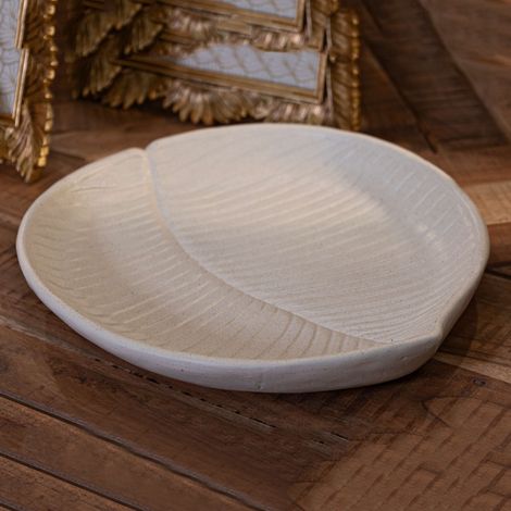 Plateau vide-poches Fane Dmora, en résine blanc crème