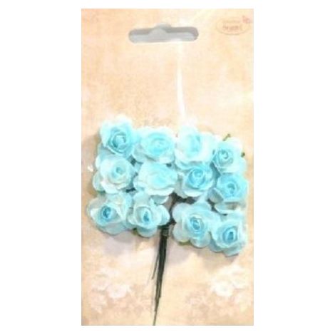 Rosas de papel, 12 unidades, azules y blancas.