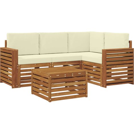 vidaXL Outdoor Sofa Set with Cushion 5 pcs Natural and Cream (1/4)