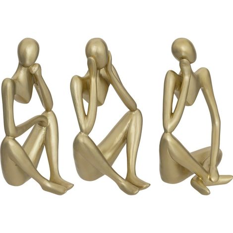 Ensemble de 3 statuettes femme en résine dorée H17 (1/5)