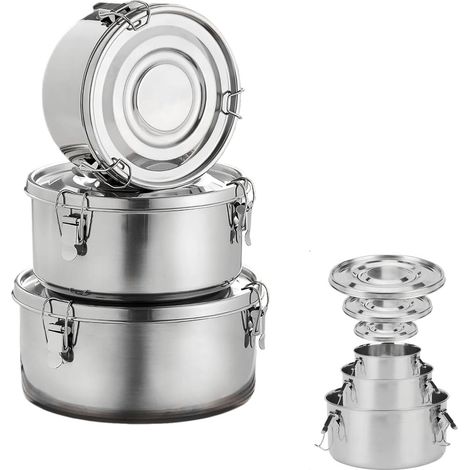 Lunch Box Inox (Lot de 3) - Boîte Inox Alimentaire Étanche avec Couvercle, Idéale pour Enfants et Adultes, Snacks et Fruits, Durable (1/5)