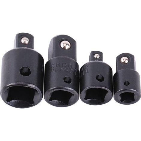 Embout Clé 1/4" 3/8" 1/2", Adaptateur Clé à Choc, 4pcs Douille Réducteur Embout Pour Clé à Douille, Convertisseur De Pilote De Douille Pour Conversions De Tournevis à Chocs Clés à Cliquet D\'e (1/4)
