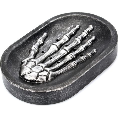 2pcs Black Skeleton Hand Bone Soap Dish, Soap Box, Soap Dish, Soap Drain Tray for Bathroom Counter, (1/5)