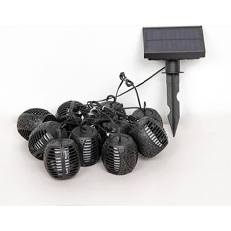 Guirnaldas de luces solares para exteriores, luces LED con forma de llama, iluminación para jardín, decoración para fiestas y Halloween, luces solares impermeables. (1/5)