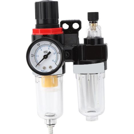 Filtro de aire comprimido de 1/4", regulador, trampa de humedad, lubricador de aceite y agua, separador, reductor, compresor, manómetro neumático de gas, conector (1/5)