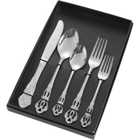 Couteau Fourchette Cuillère En Acier Inoxydable - Ensemble De Couverts Portables Avec Etui - Pour Camping Pique-Nique École Bureau - Lot De 3 (1/5)