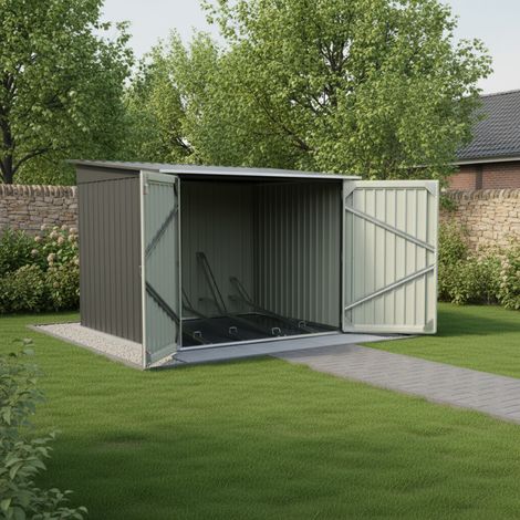 Abri Vélos 4 Places Acier Galvanisé 4,2m² Kit Ancrage X-Metal Anthracite (1/5)