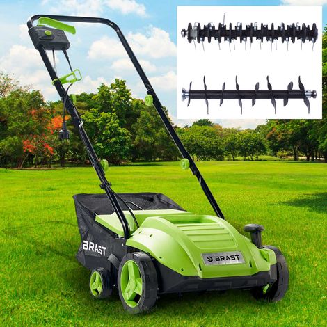 BRAST Elektro Vertikutierer 1500 Watt 32cm Arbeitsbreite großer Fangkorb für für Rasenflächen bis 500m²