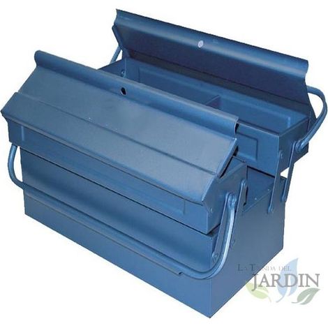 Scatola porta Attrezzi Vuota Blu Grande, 3 Scomparti, Cassetta degli attrezzi, Scatola di Stoccaggio per Attrezzi 40x20x16 cm