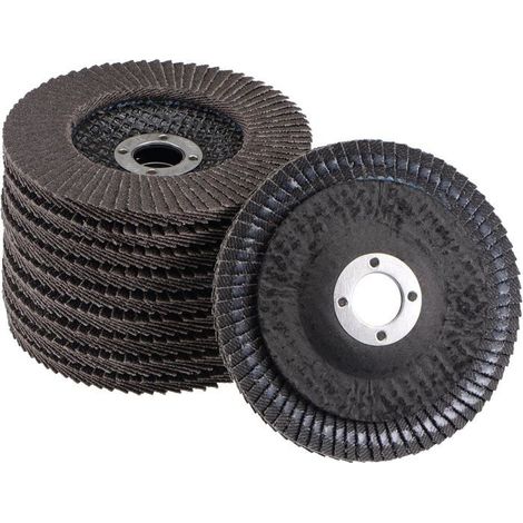 10 disques abrasifs à lamelles 115 x 22 mm pour meuleuse d'angle Grains mixtes 40/60/80/120 pour le polissage et le ponçage des métaux (1/5)