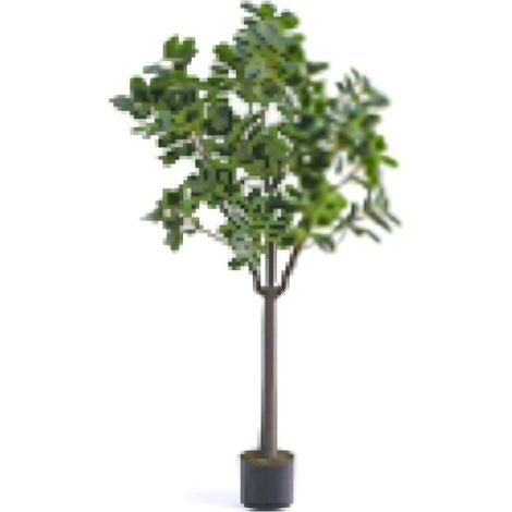 Arbre artificiel vert de 80 cm avec 14 branches luxuriantes et pot en ciment stable, sans entretien, pour salon bureau et terrasse