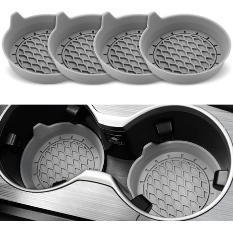 Auto-Untersetzer, grau, 8 x 8 x 3 cm, 4er-Set rutschfeste Pads für Auto-Getränkehalter (1/4)