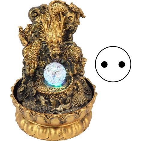 Statue dragon résine LED fontaine de bureau décoration maison cadeau prise UE 220V