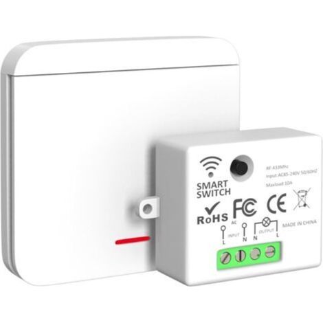 Interrupteur sans fil 433 MHz Contrôle à distance 2200W/10A Installation facile sans câblage Compatible lampes LED et appareils électroniques - 433Mhz (1/5)