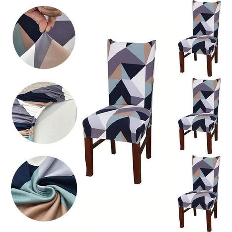 4 Pcs Housses de Chaise Extensibles pour Chaises de Salle à Manger,Protection de Chaise Pour Mariage Moderne-Hôtel-Restaurant (1/4)
