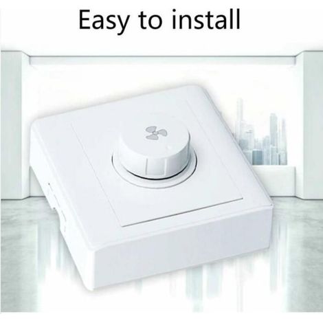 Régulateur De Vitesse Pour Ventilateur De Plafond - 220 V - 10 A - Plage De Puissance 15 À 300 W - Montage En Saillie - Blanc - 86 X 86 Mm (1/5)