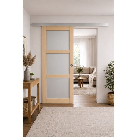 Porta Scorrevole Ayous 3 Ante Grigio RAL 7035 H204 x L73 + Binario in Alluminio e 2 gusci (1/3)