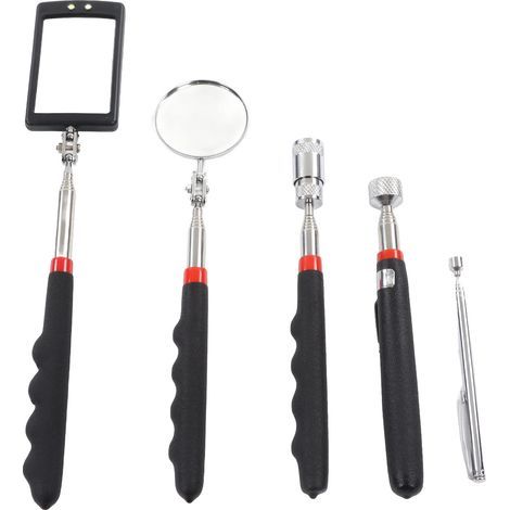 5-teiliges magnetisches Hebewerkzeug-Set, 10 lb, 8 lb, 1,5 lb, Hebestange, 360-Grad-Teleskopspiegel mit LED-Beleuchtung (1/5)