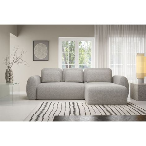 Ecksofa Schlafsofa Sofa GASTON in Stoff Puente Sandgrau Ottomane Rechts (1/5)