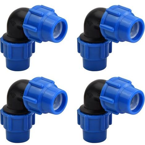 4 Pièces Raccord Coudé à 90 Degrés pour Tuyau d’eau PE de Compression, Connecteur Compatible avec Tuyaux en Polyéthylène PE80 et PE100, Raccords de Plomberie Coudés PN16, 25mm x 25 mm (1/5)
