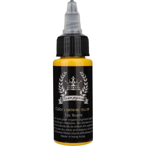 Encres pigmentaires semi-permanentes extrait de plante pour tatouage, teinte jaune, outil accessoire longue tenue (1/5)
