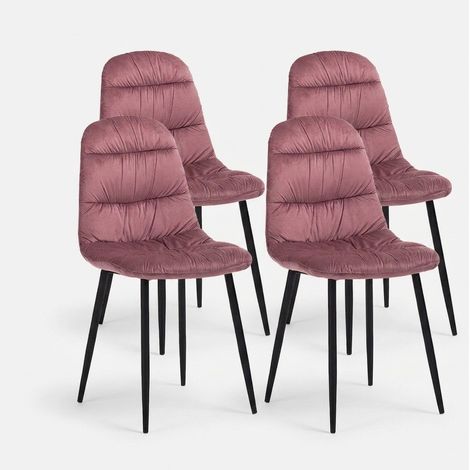 4er-Set gepolsterte Samtstühle mit Metallbeinen Marta - Pink