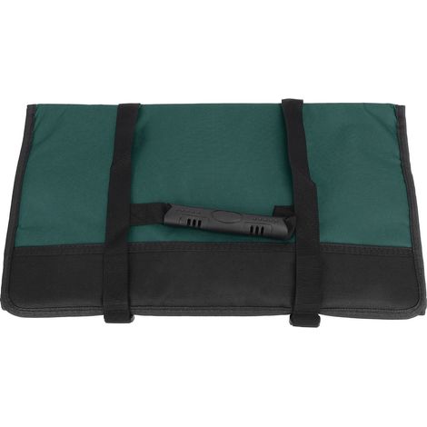 Sacoche enroulable pour outils, multipoches, grande capacité, en tissu Oxford résistant, verte, idéale pour les électriciens.
