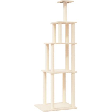 Tiragraffi per gatti Mobili per arrampicata su torre Tiragraffi piattaforma da arrampicata con tiragraffi in sisal 183 cm crema 020022505
