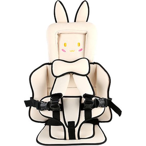 Siège bébé portable en voiture, coussin de sécurité respirant, matelas d'assise pour enfants de moins de 12 ans, couleur beige, motif lapin (1/5)