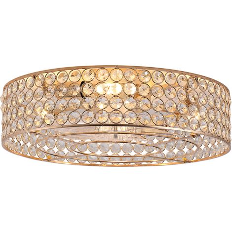 Ventilatore da soffitto con luce in cristallo oro 50 cm, 6 velocità, App e telecomando (1/5)