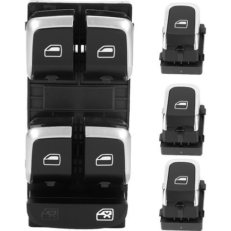 Lot de 4 Boutons Électriques de Vitres en Verre, Commande Conducteur/Passager, Compatible Audi A4/S4 B8 2008-2012 4H0959855A