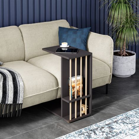 Beistelltisch Siikainen 65x44x29 cm Schwarz [en.casa]