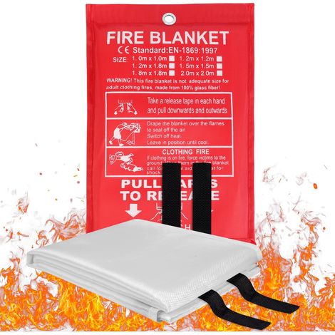 Coperta antincendio, 1 confezione di coperta antincendio per casa e cucina, coperta antincendio di emergenza in fibra di vetro, protezione ignifuga e isolamento termico - 1,5 m  1,5 m