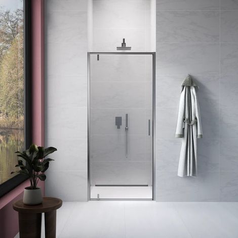 Nicchia slim a battente 80cm profili cromati vetro 6mm trasparente anticalcare h190 Lerici (1/4)