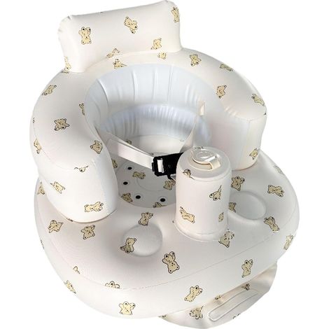 Siège Bébé Gonflable, Siège de Bébé Gonflable pour les Bébés de 3 Mois et Plus, Chaise pour Tout-petit, Avec Harnais, Chaise Portable Gonflable Pour Bébé avec Pompe à Air Intégrée(Ours) (1/5)
