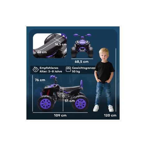 Quad électrique enfant 24V, véhicule 4 roues avec phares, port USB, fonction MP3, 6,5 km/h, 3-8 ans (1/5)