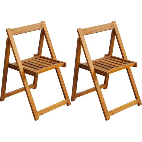 Klappstühle, 2 Stück, aus massivem Akazienholz vidaXL (1/4)