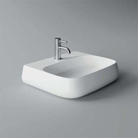 Lavabo Nur appoggio/sospeso 55x45 rettangolare in ceramica bianco
