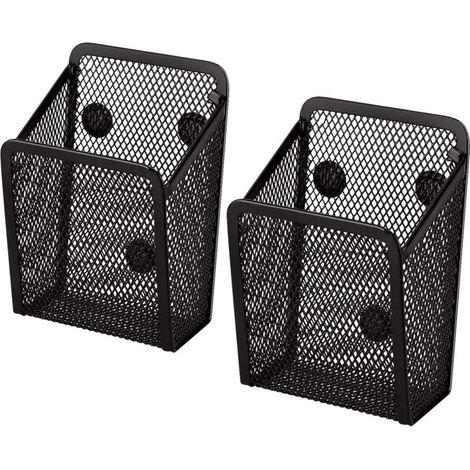 Boîte de rangement magnétique de bureau, boîte de rangement en maille métallique, porte-stylo, étagère à sucre, aimant pour tableau blanc, lot de 2