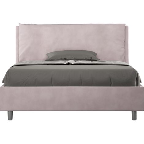 Letto Matrimoniale Francese 140x210 cm con Rete Imbottito in Microfibra Antea Large Glicine (1/5)