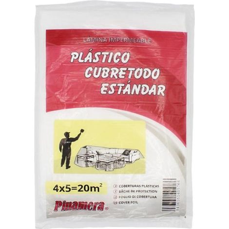 PEMAR plastico cubretodo 4 micras 4x5m. fino , Plástico protector para superficies y objetosTamaño 4x5 metrosSemitransparenteGrueso 4 micras.